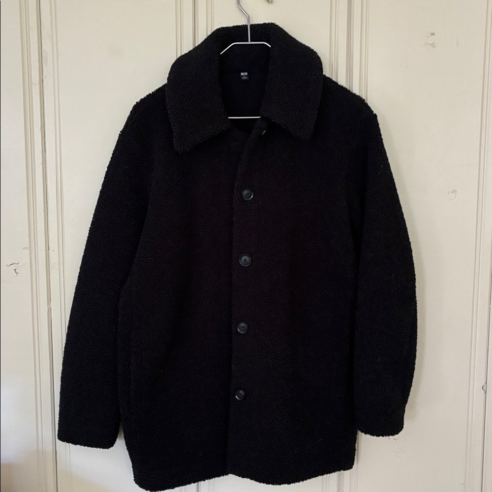 (Sold) Uniqlo | Black Fleece-Lined Teddy Coat | S